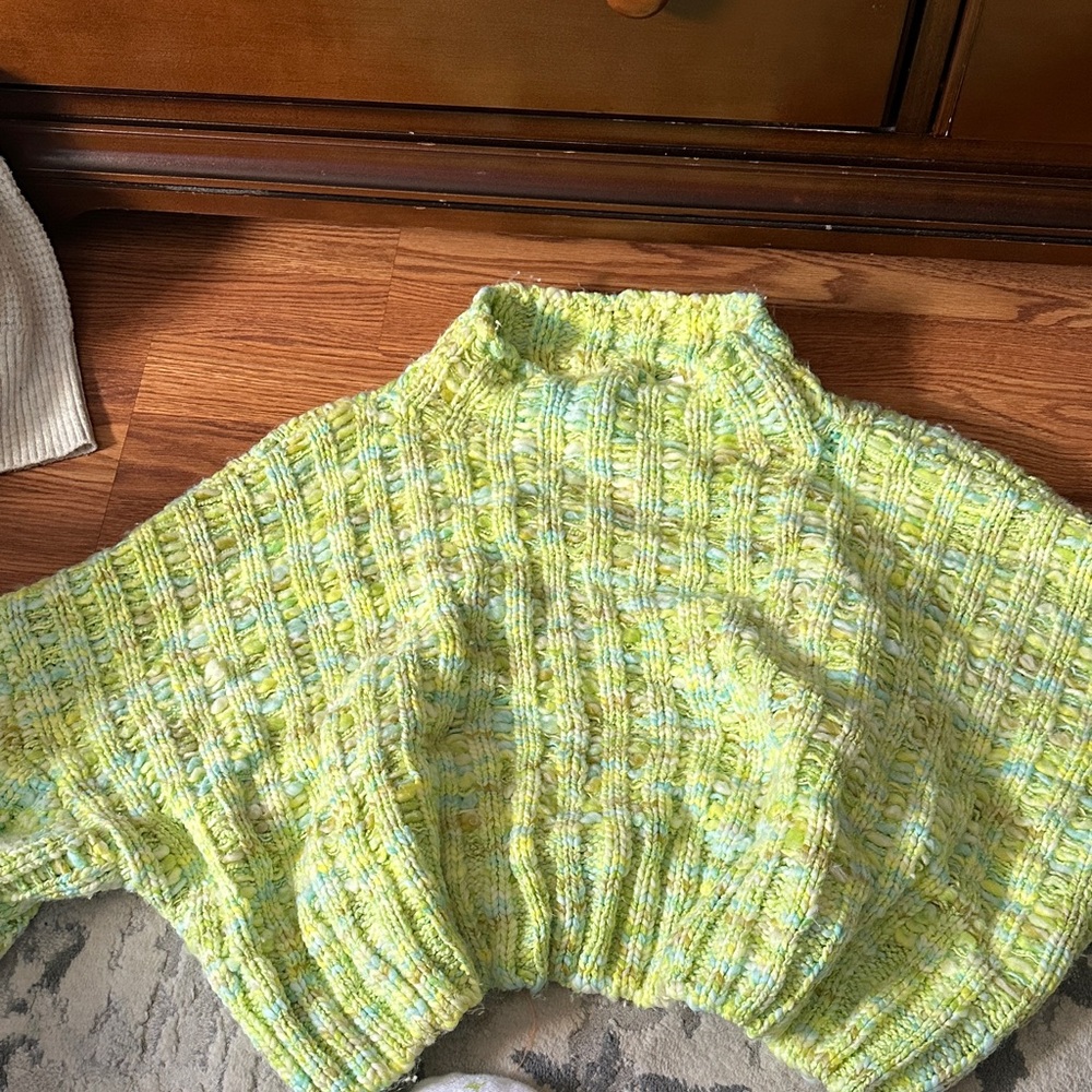 Free people Cozy Green Knit Sweater